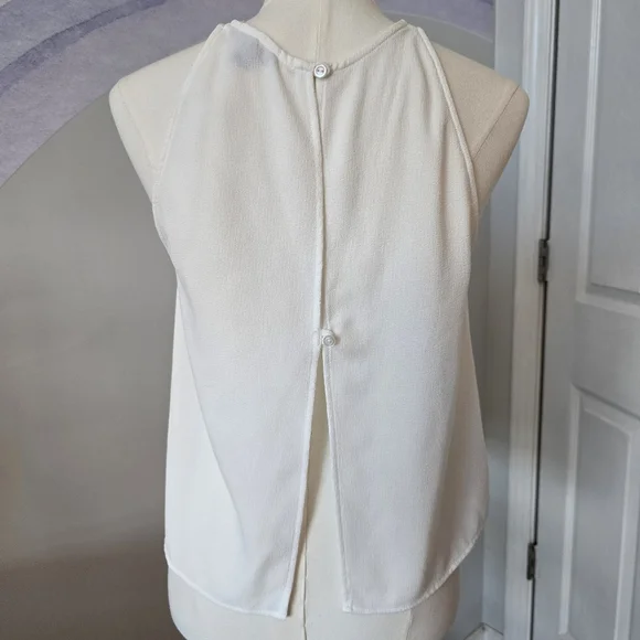 American Apparel | Small | White Crepe Open Back High Neck Sleeveless Tank - Picture 3 of 6